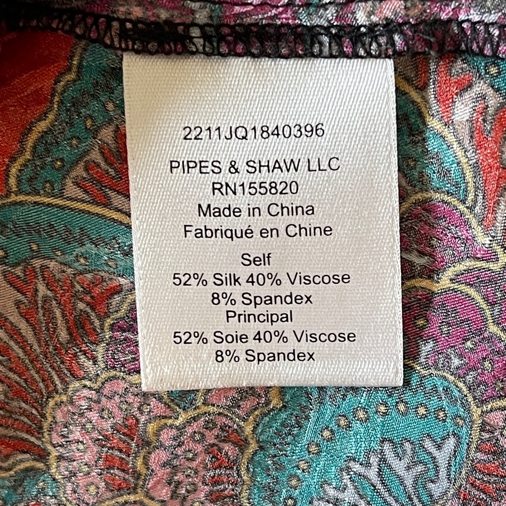 Veronica Beard Simmons Paisley Floral Silk Blend Top Puff Sleeves Y2K Size 4 - Picture 10 of 10
